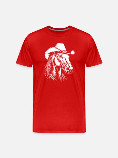 Pferd Cowboy Hut Western - Männer Premium Bio T-Shirt - Rot