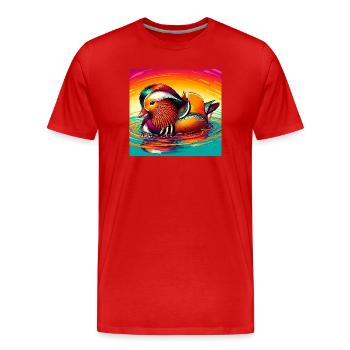 Mandarin duck - Men's Premium Organic T-Shirt - red - Front - Damien (186cm)