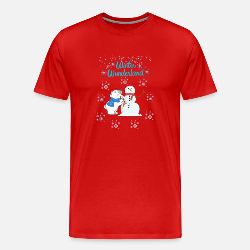 Eisbär & Schneemann - Männer Premium Bio T-Shirt - Rot