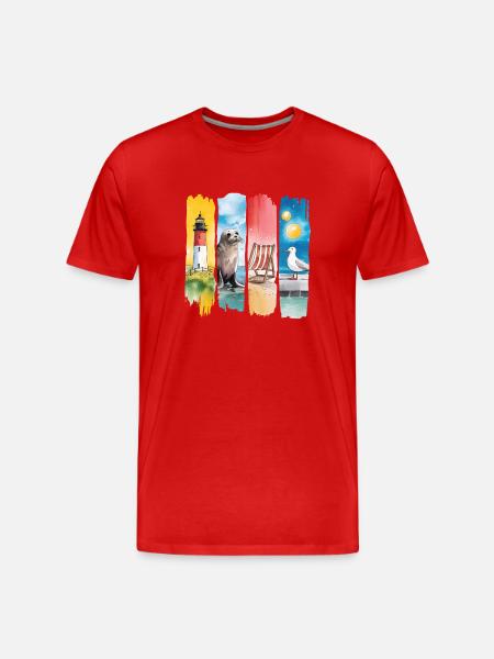 Maritime Lighthouse Seal Seagull Coast - Men's Premium Organic T-Shirt - red