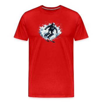 Skifahrer Powder Action - Männer Premium Bio T-Shirt - Rot - Vorne - Damien (186cm)