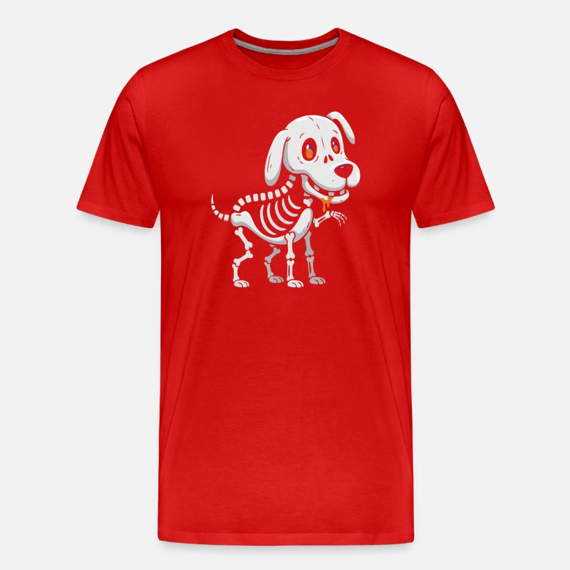 Skelett Welpe Karikatur - Männer Premium Bio T-Shirt - Rot