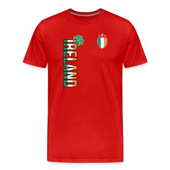 Ireland Vertical Flag Crest Tee - Men's Premium Organic T-Shirt - red - Front - Damien (186cm)