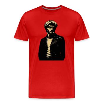 David Michelangelo Noir Rebell Portrait aus Leder - Männer Premium Bio T-Shirt - Rot - Vorne - Damien (186cm)
