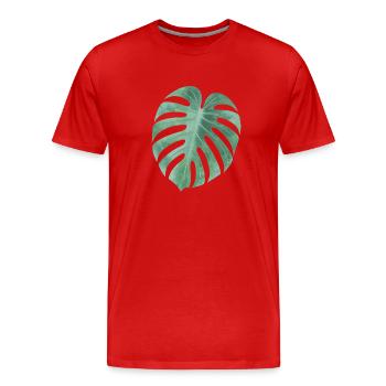 T-shirt Monstera Leaves – Style Jungle Urbaine - T-shirt bio Premium Homme - rouge - Devant - Damien (186cm)