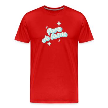 Paris je taime - bleu ciel - T-shirt bio Premium Homme - rouge - Devant - Damien (186cm)