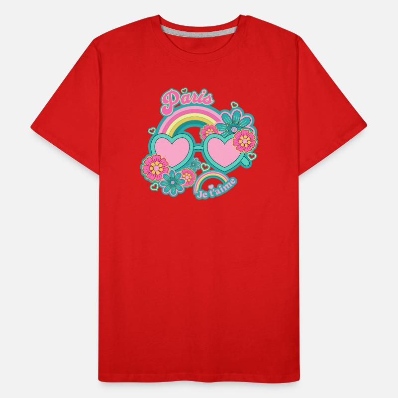 Paris Rainbow Rosé Hearts Men's Premium Organic T-Shirt