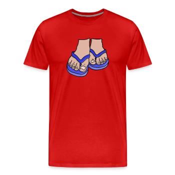 Blaue Flip Flop Füße - Männer Premium Bio T-Shirt - Rot - Vorne - Damien (186cm)