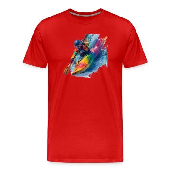 Farbrausch Wildwasser Kajakabenteuer  - Männer Premium Bio T-Shirt - Rot - Vorne - Damien (186cm)