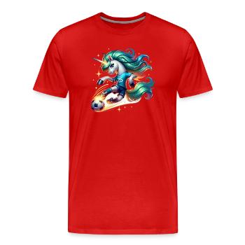 Einhorn Fussball Spielerin 25 Magischer Kick - Männer Premium Bio T-Shirt - Rot - Vorne - Damien (186cm)