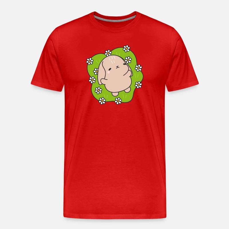 Kawaii Kaninchen unter Gänseblümchen - Männer Premium Bio T-Shirt - Rot