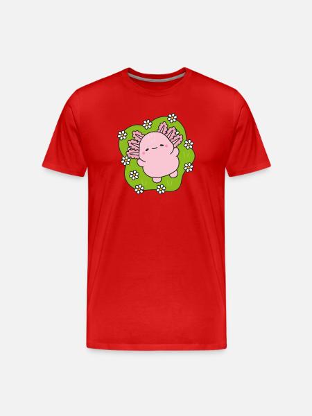 Rose Mascot Dancing Among Daisies - Men's Premium Organic T-Shirt - red