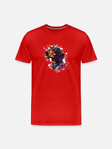 Farbenfroher Hundenkopf Splatterkunst - Männer Premium Bio T-Shirt - Rot