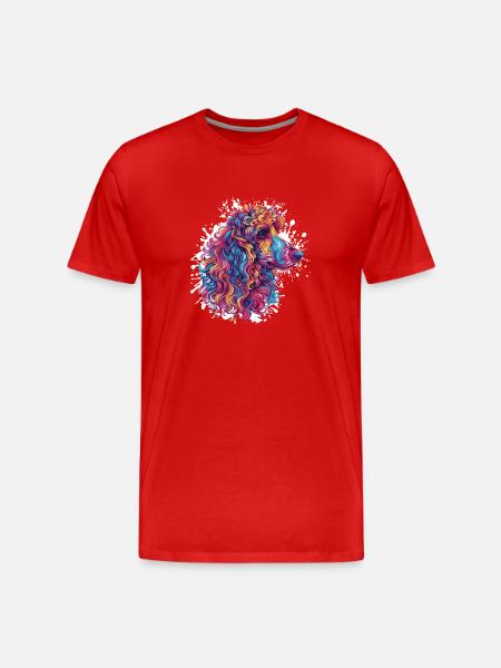 Farbiger Pudel Kopf Kunstwerk - Männer Premium Bio T-Shirt - Rot