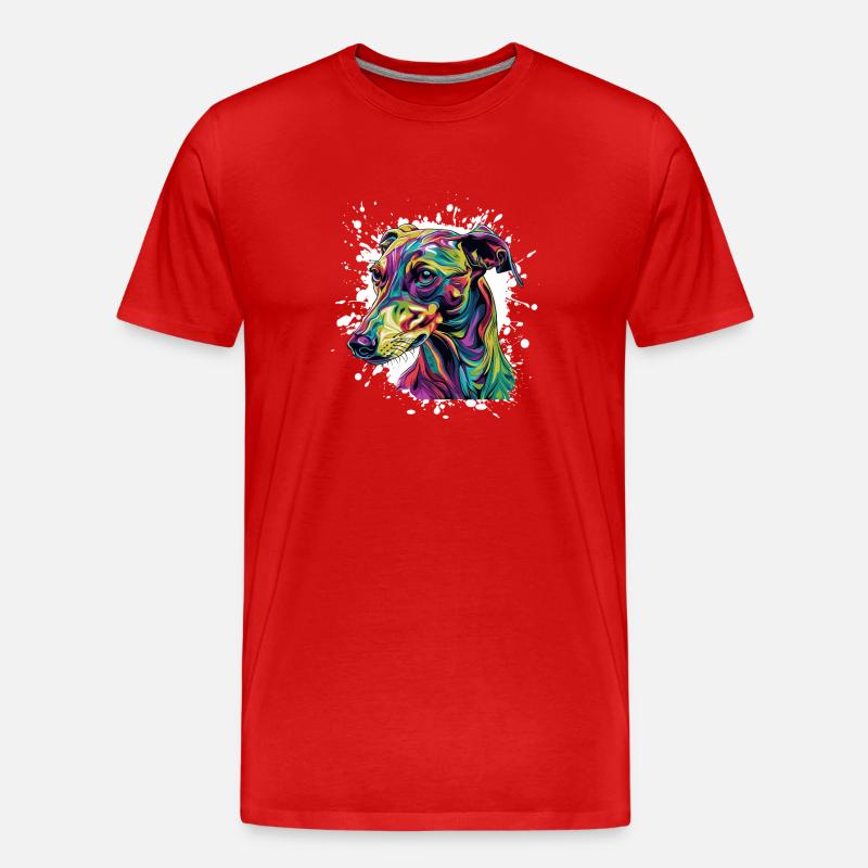 Farbexplosion Hund Portrait - Männer Premium Bio T-Shirt - Rot
