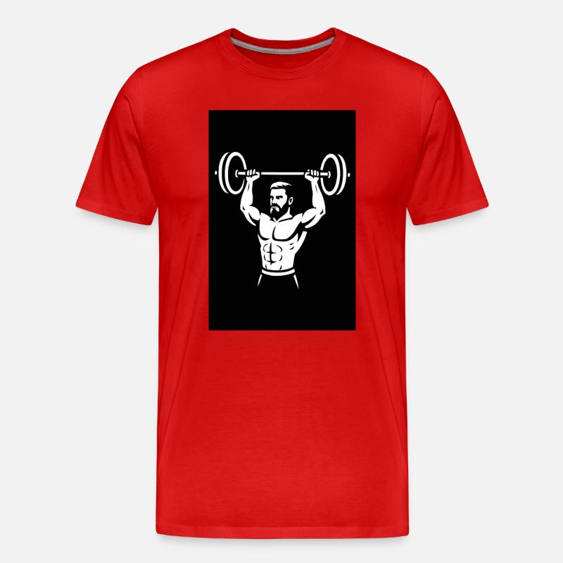 Kraftvolle Hantel-Illustration - Männer Premium Bio T-Shirt - Rot
