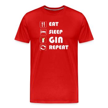 Déclaration sur le gin EAT SLEEP GIN REPEAT - T-shirt bio Premium Homme - rouge - Devant - Damien (186cm)