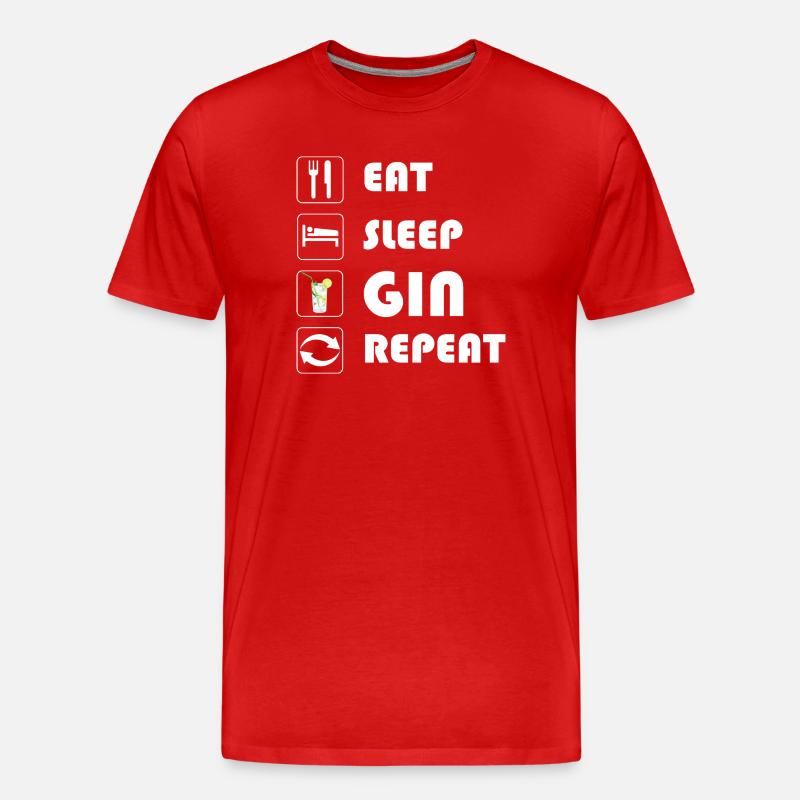 Gin Statement EAT SLEEP GIN REPEAT - Männer Premium Bio T-Shirt - Rot