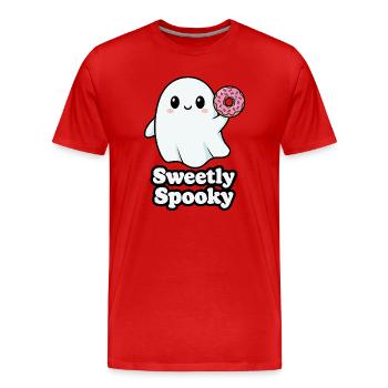 Süß Spukgeist mit Donut - Männer Premium Bio T-Shirt - Rot - Vorne - Damien (186cm)