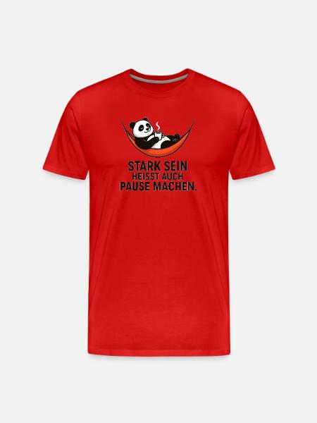 Panda Break Power Saying - Men's Premium Organic T-Shirt - red