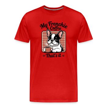 Frenchie Französische Bulldogge Cartoon - Männer Premium Bio T-Shirt - Rot - Vorne - Damien (186cm)