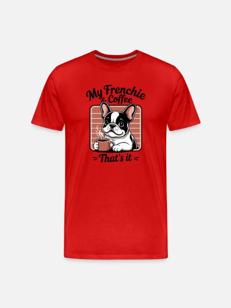 Frenchie French Bulldog Cartoon - Men's Premium Organic T-Shirt - red