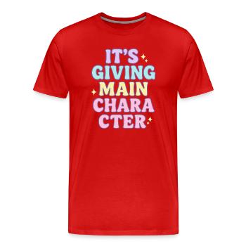 Main-Character-Vibes - Männer Premium Bio T-Shirt - Rot - Vorne - Damien (186cm)