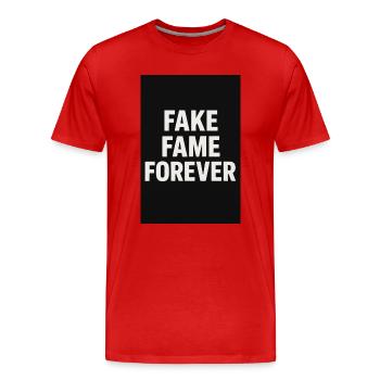 Fake Fame Forever Satire - T-shirt bio Premium Homme - rouge - Devant - Damien (186cm)