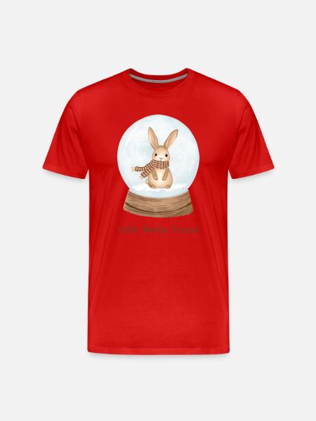 Snow Globe Bunny – Little Winter Friend - Men's Premium Organic T-Shirt - red