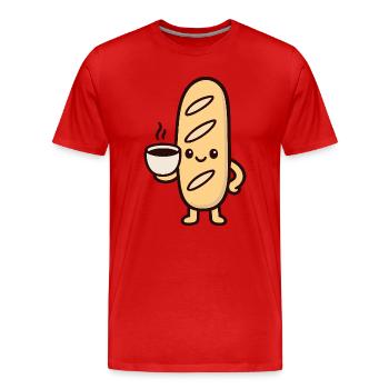 Baguette Café Mascotte - T-shirt bio Premium Homme - rouge - Devant - Damien (186cm)