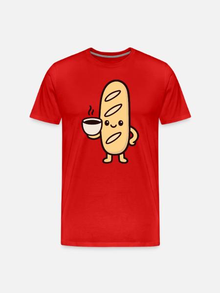 Mascotte Kaffee-Baguette - Männer Premium Bio T-Shirt - Rot