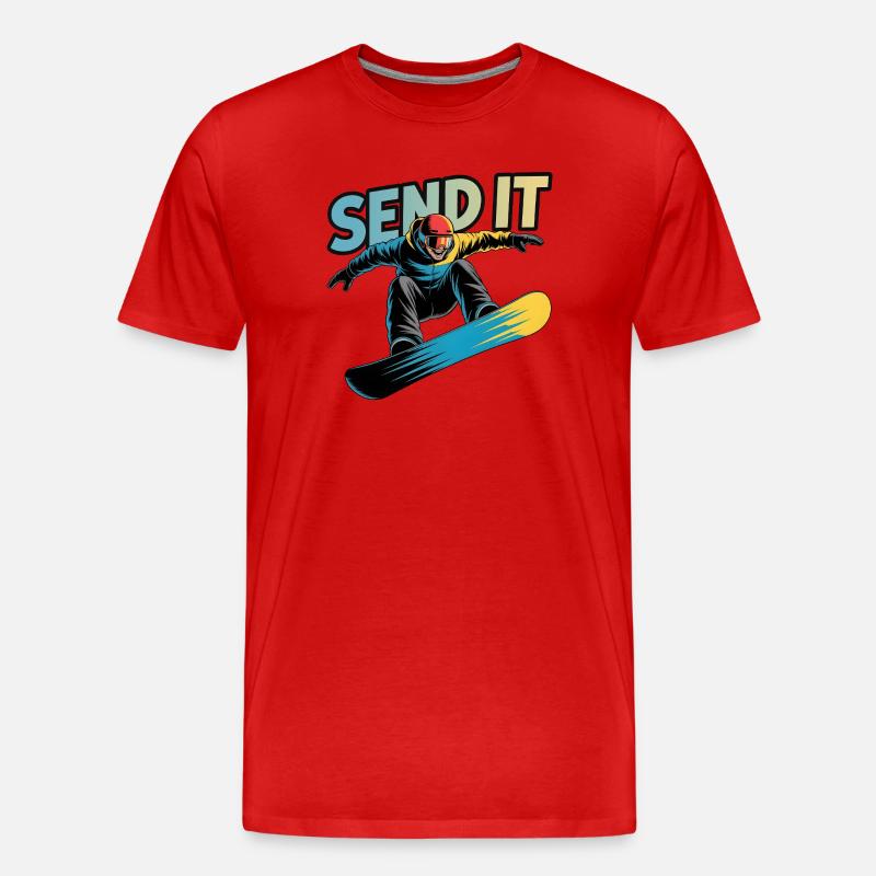 Snowboard Send It Action Comic Wintersport - Männer Premium Bio T-Shirt - Rot