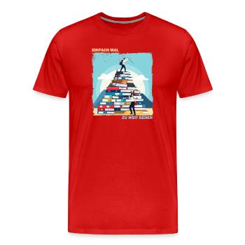 Stack of Books Rise - Men's Premium Organic T-Shirt - red - Front - Damien (186cm)