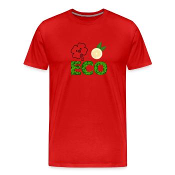 Eco Leaf Letters with Lemon Slice - Men's Premium Organic T-Shirt - red - Front - Damien (186cm)