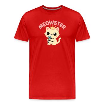 Meowster Crowned Micro Mascot - Men's Premium Organic T-Shirt - red - Front - Damien (186cm)
