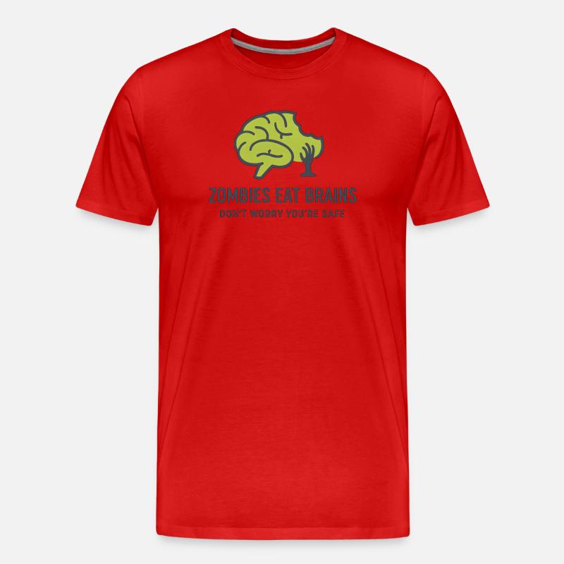 Zombies Eating Brains Night Humor - Männer Premium Bio T-Shirt - Rot