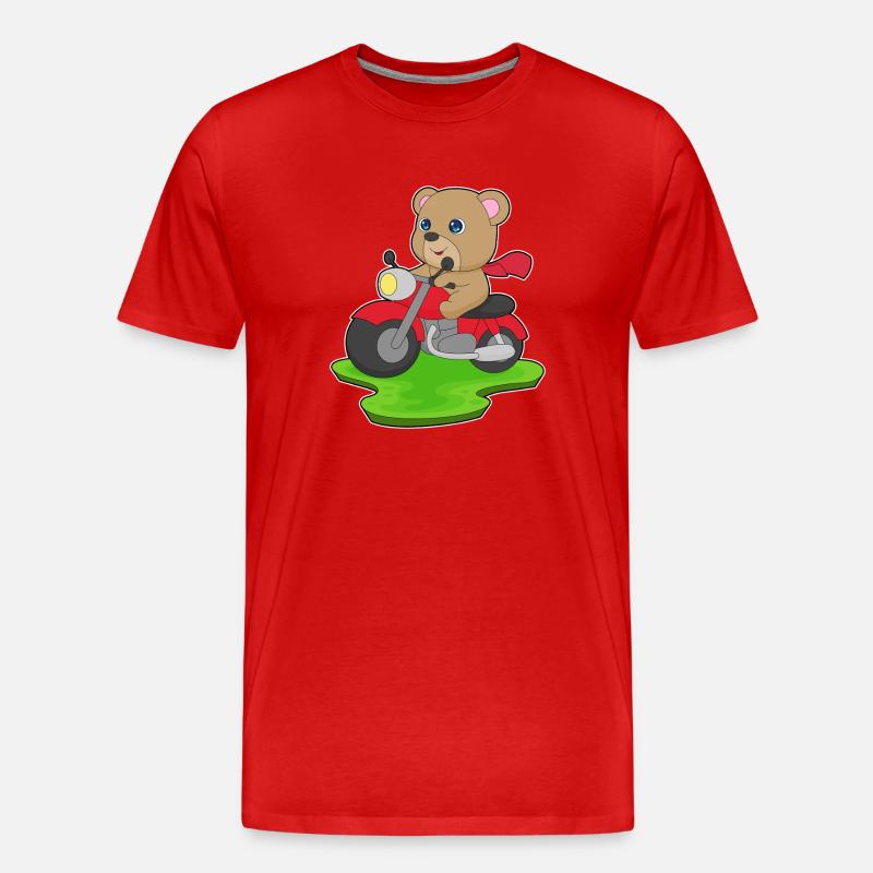Bär Motorrad - Männer Premium Bio T-Shirt - Rot