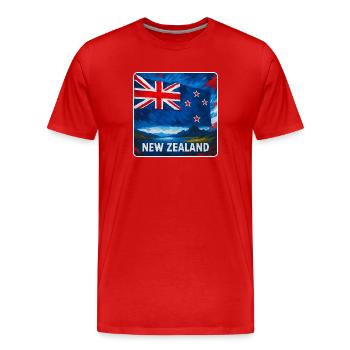 Conception du drapeau de la Nouvelle-Zélande - T-shirt bio Premium Homme - rouge - Devant - Damien (186cm)