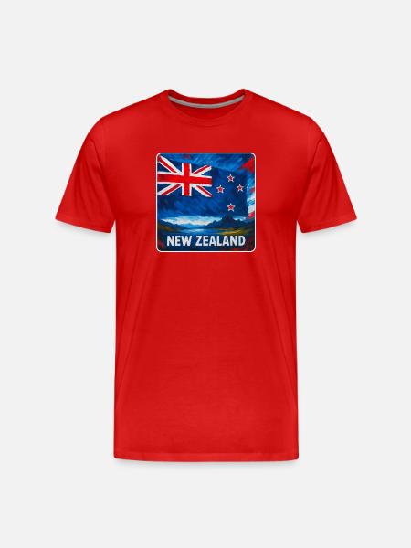 Neuseeland Flaggen Design - Männer Premium Bio T-Shirt - Rot