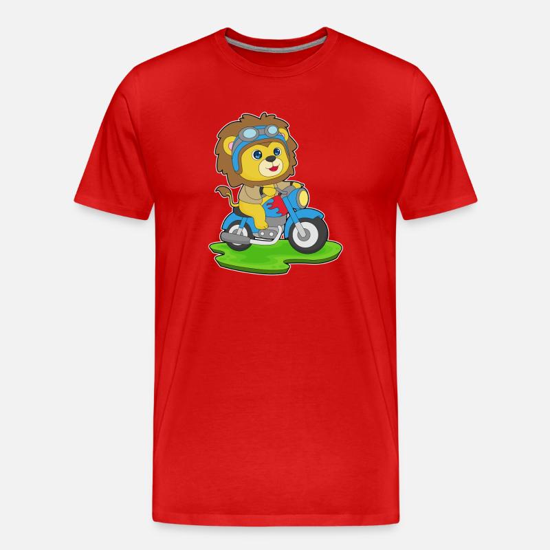 Löwe Motorrad - Männer Premium Bio T-Shirt - Rot