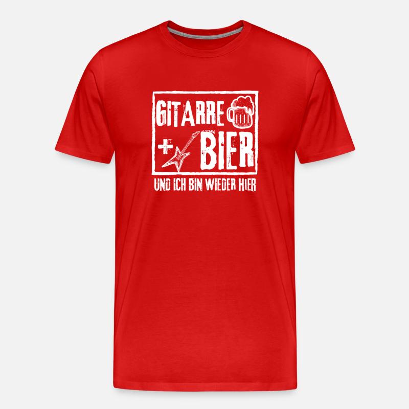 Gitarre + Bier Punk Rock Graffiti - Männer Premium Bio T-Shirt - Rot