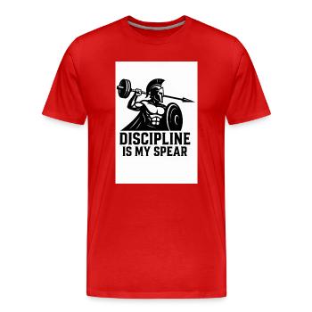 Spartan Discipline – Barbell Spear - Men's Premium Organic T-Shirt - red - Front - Damien (186cm)