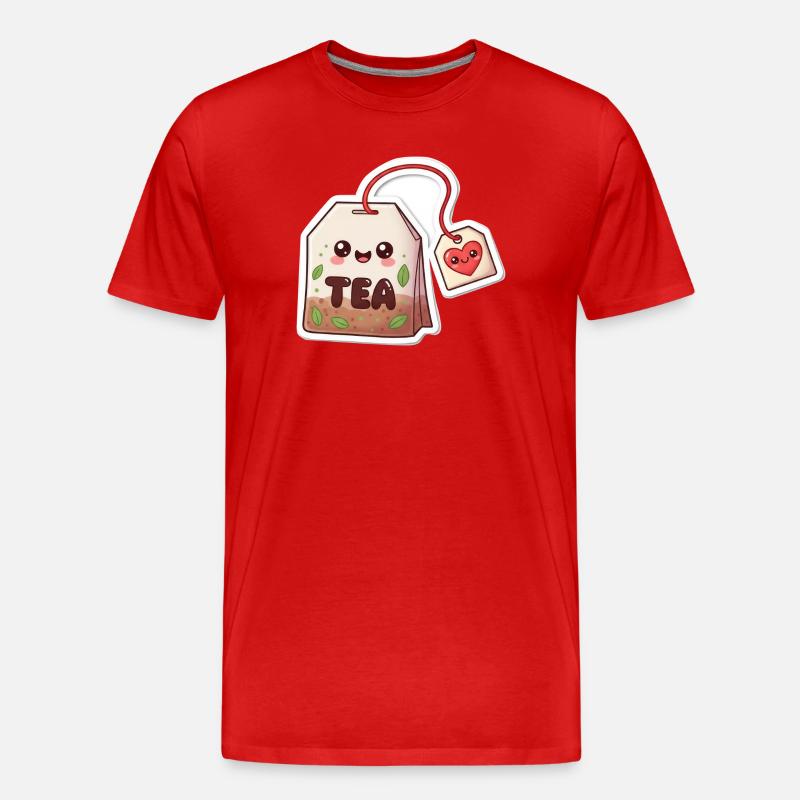 Kawaii Teebeutel Herzdesign - Männer Premium Bio T-Shirt - Rot
