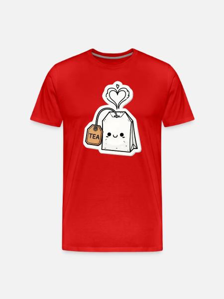 Kawaii Teebeutel mit Herzdampf - Männer Premium Bio T-Shirt - Rot