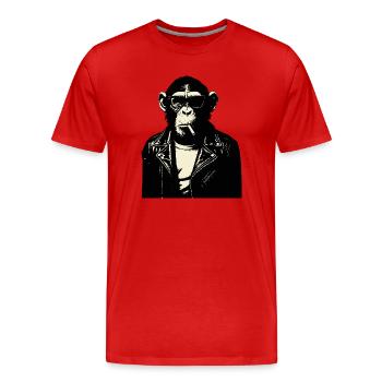 Chimp Rebel Biker Illustration - Men's Premium Organic T-Shirt - red - Front - Damien (186cm)