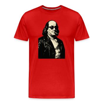 Benjamin Franklin avec portrait de rebelle cigarette - T-shirt bio Premium Homme - rouge - Devant - Damien (186cm)