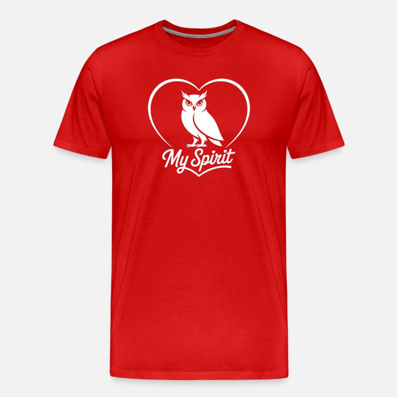 Herzbild Eule mit My Spirit - Männer Premium Bio T-Shirt - Rot
