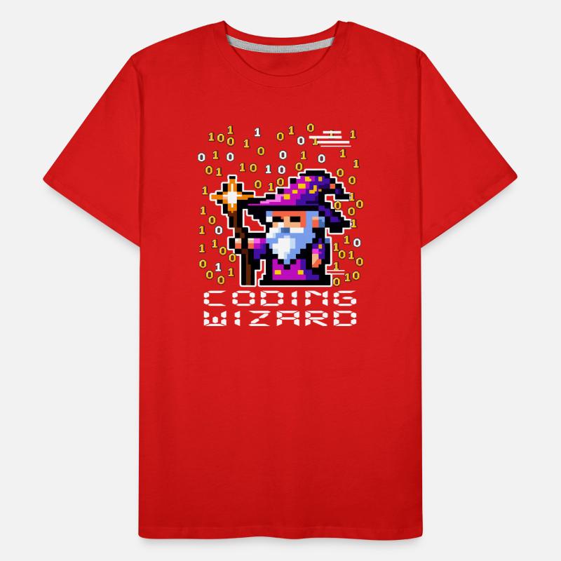 Zauberer-Pixel-Code Männer Premium Bio T-Shirt