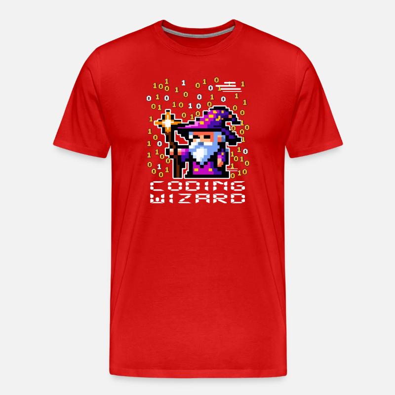 Sorcier Pixel Code - T-shirt bio Premium Homme - rouge