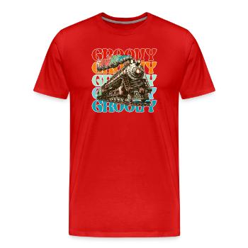 Train Groove Retro Farbe - Männer Premium Bio T-Shirt - Rot - Vorne - Damien (186cm)